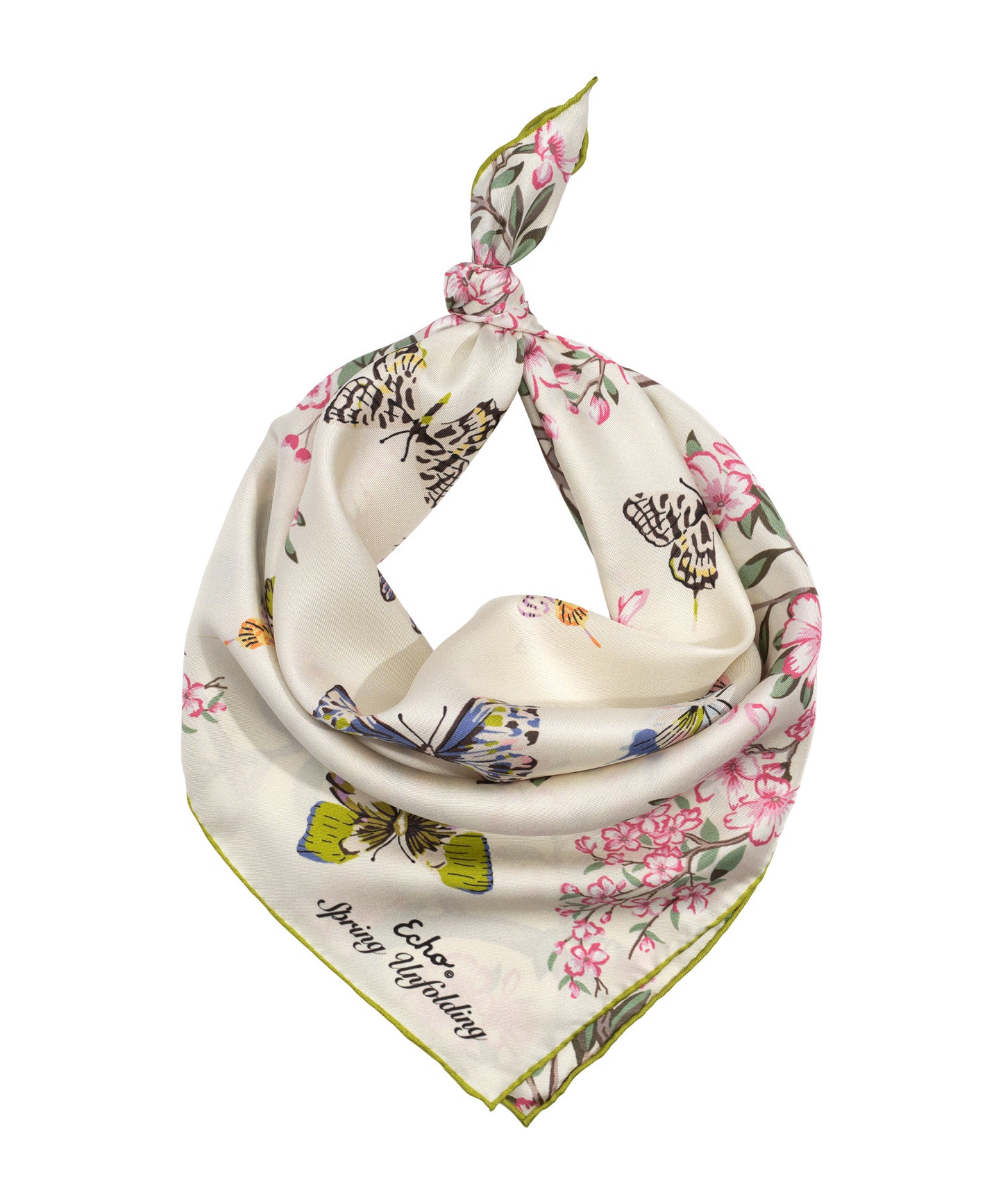 Spring Unfolding 35" Silk Square Scarf in color cream