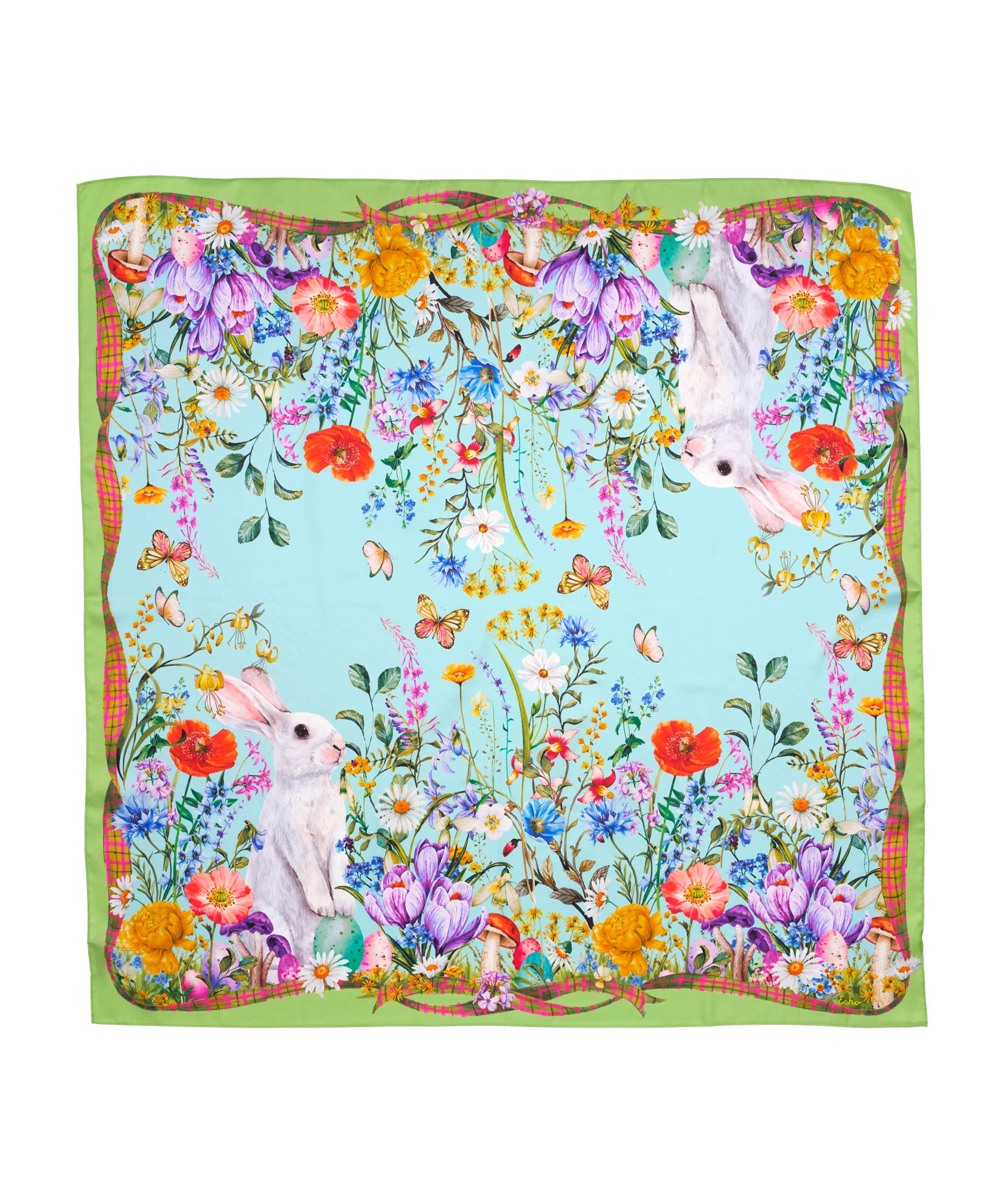 Spring Bounty 35" Silk Square Scarf in color sunny lime