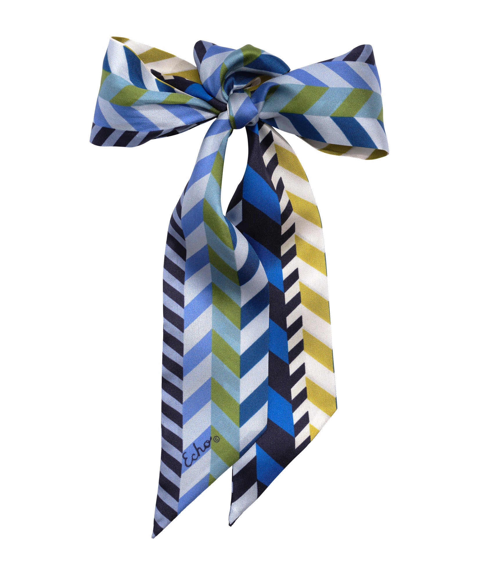 Chevron Geo Ribbon Scarf in color dazzling blue