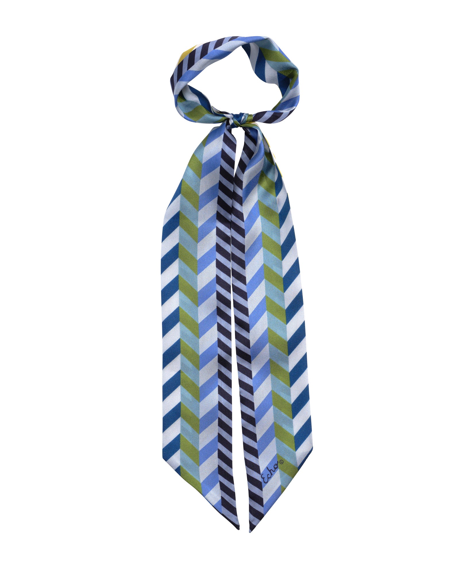 Chevron Geo Ribbon Scarf in color dazzling blue