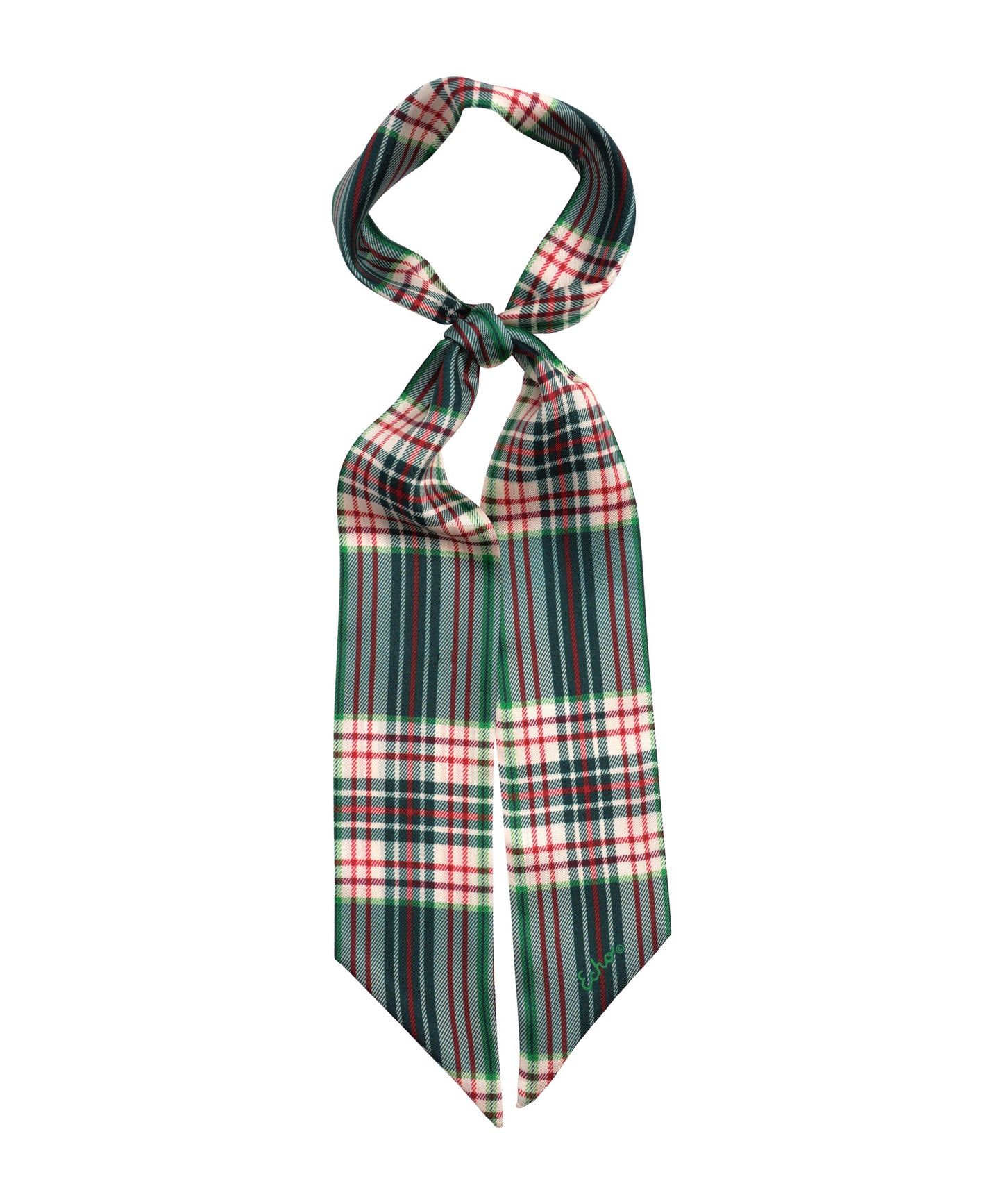 Plaid Silk Ribbon Scarf