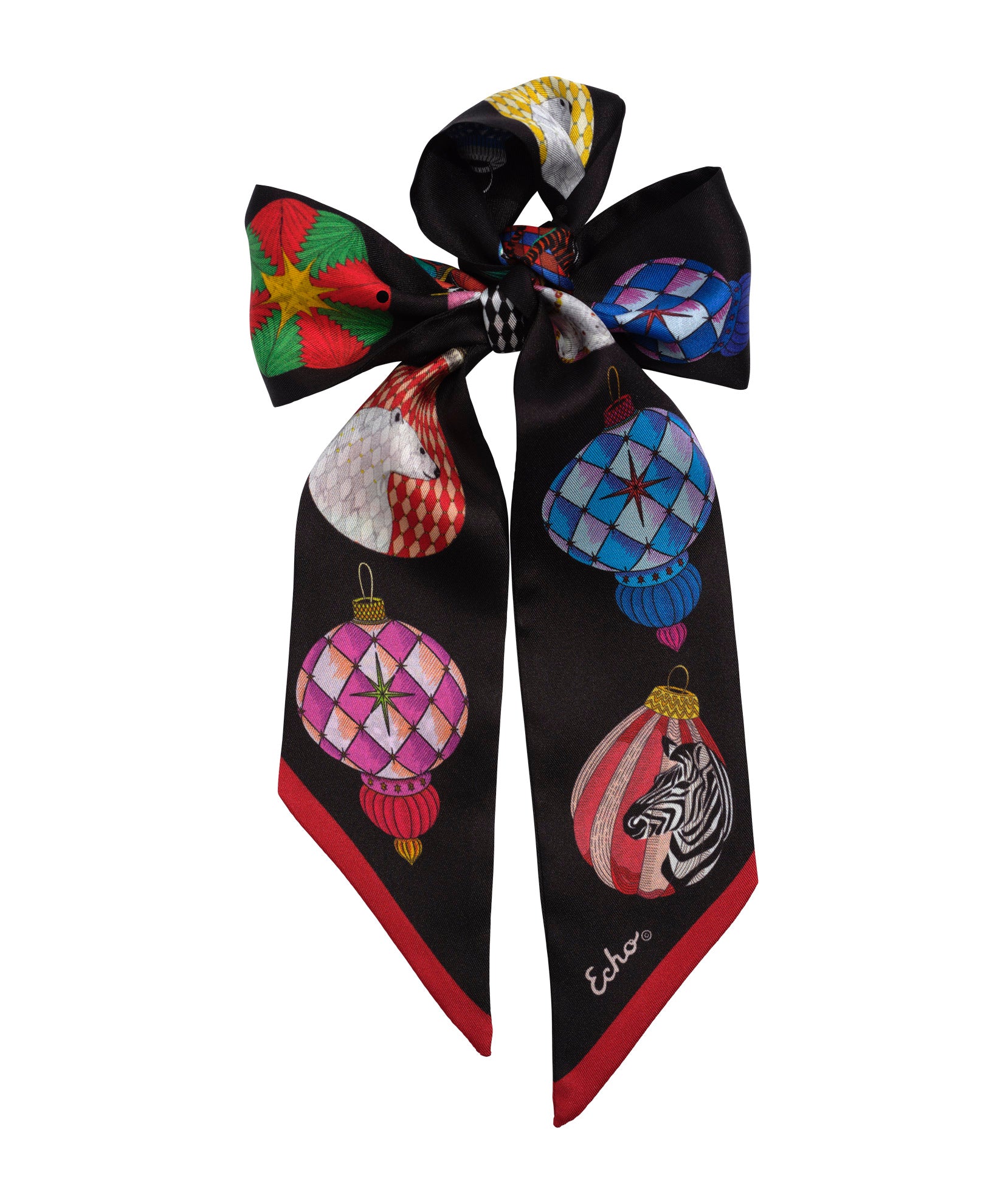 Ornaments Ribbon Scarf in color black