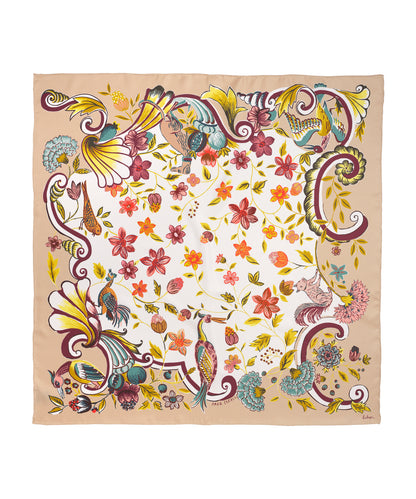 Park Stroll 35" Silk Square Scarf in color pebble