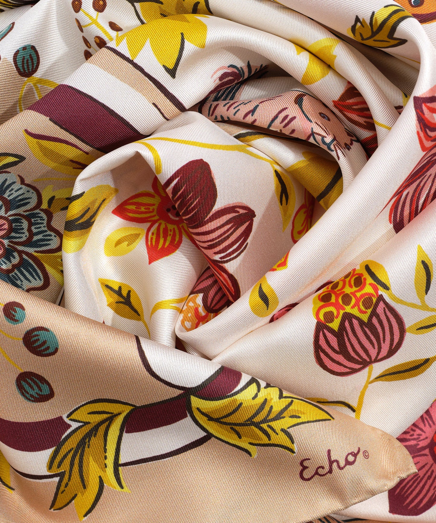 Park Stroll 35" Silk Square Scarf in color pebble