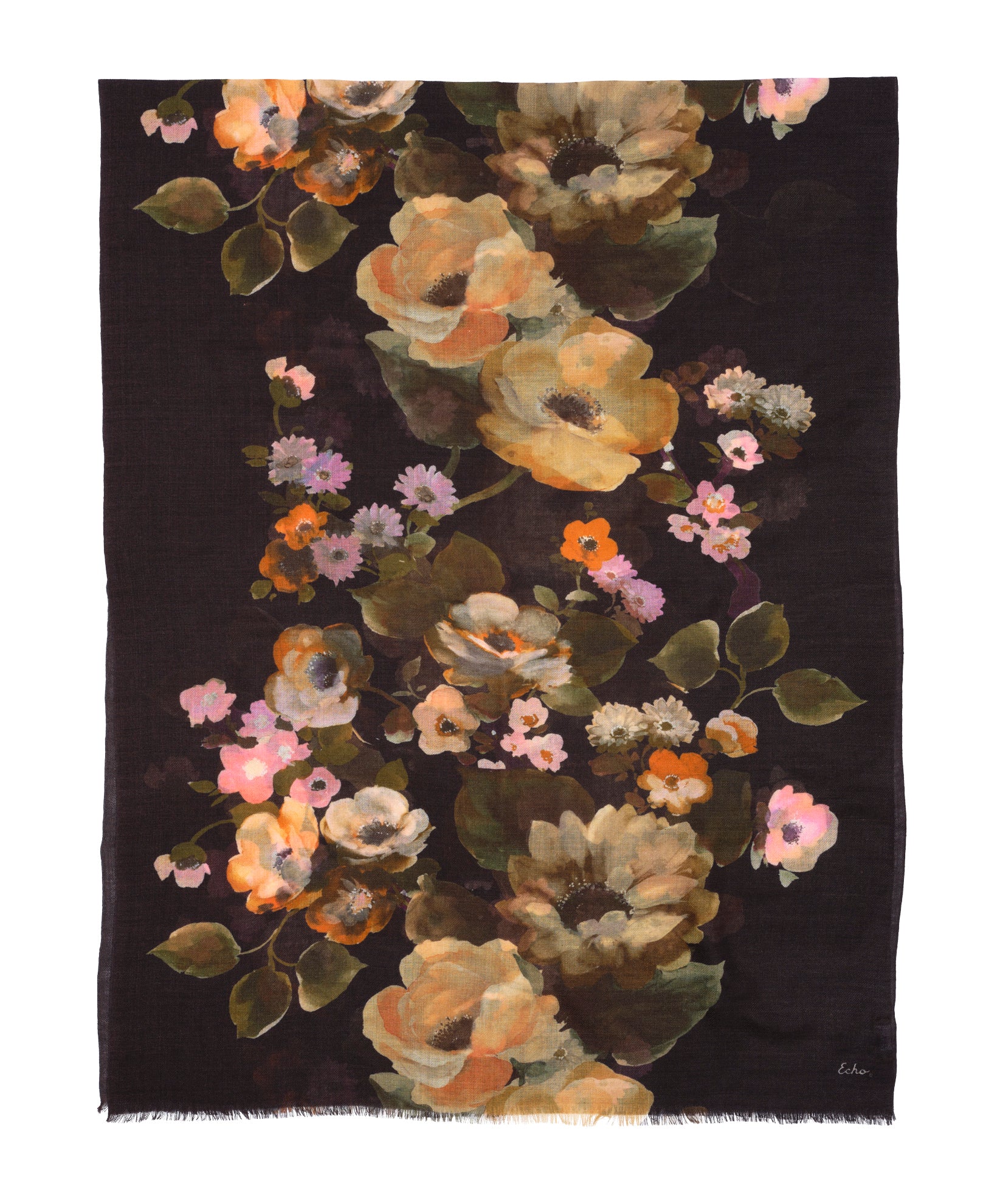 Painted Floral Wrap in color black