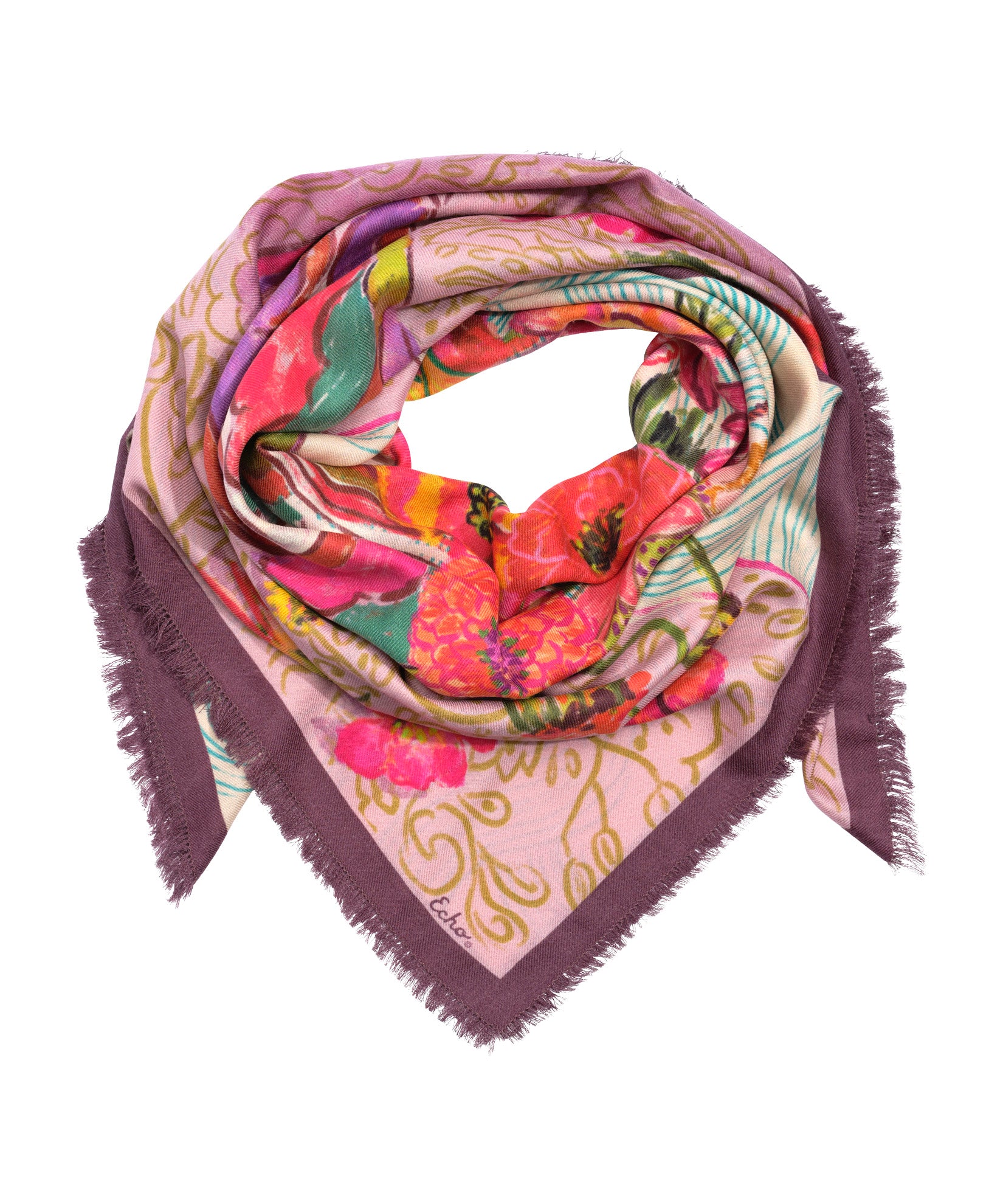 Dusk Bouquet Oversized Square in color fig