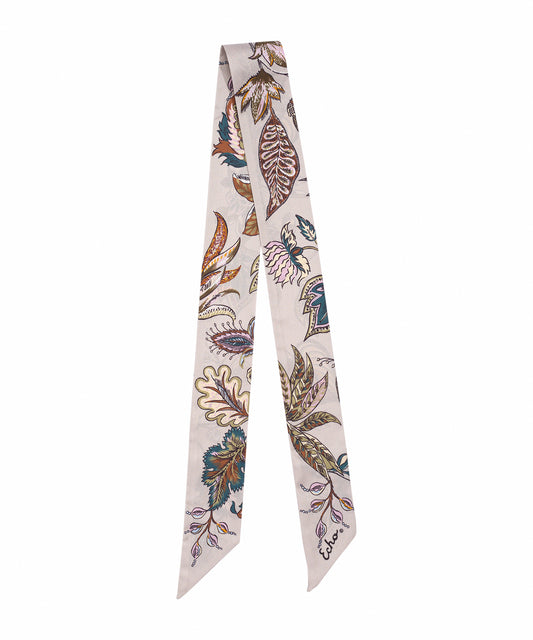 Falling Leaves Ribbon Scarf in color silver