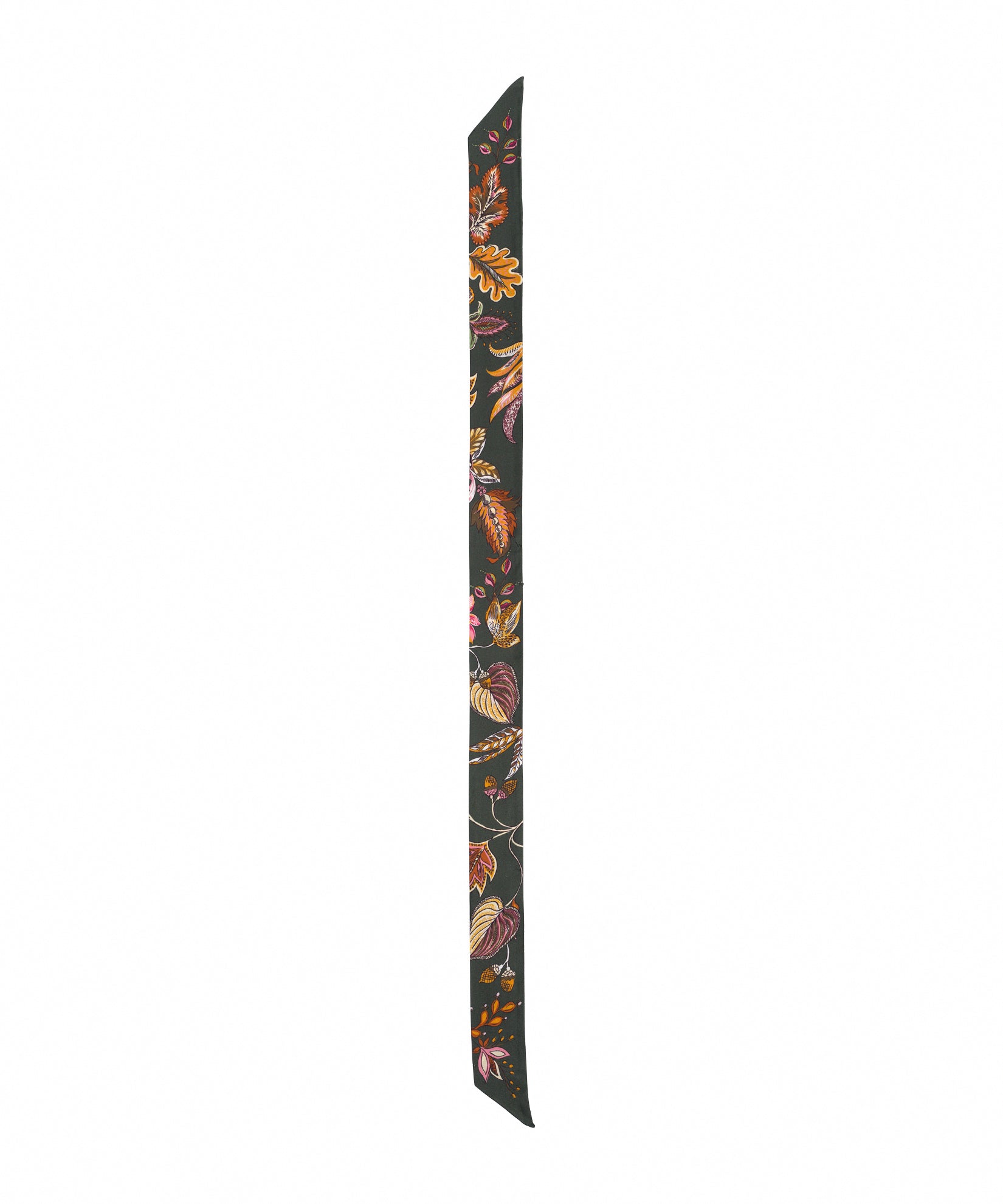 Falling Leaves Ribbon Scarf in color olive