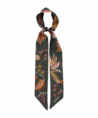 Falling Leaves Ribbon Scarf in color olive