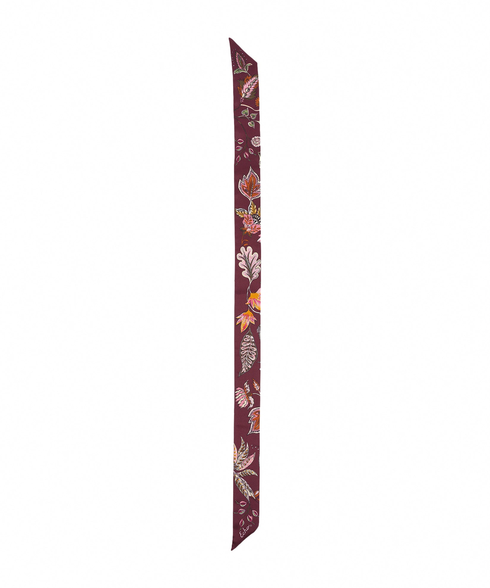 Falling Leaves Ribbon Scarf in color fig