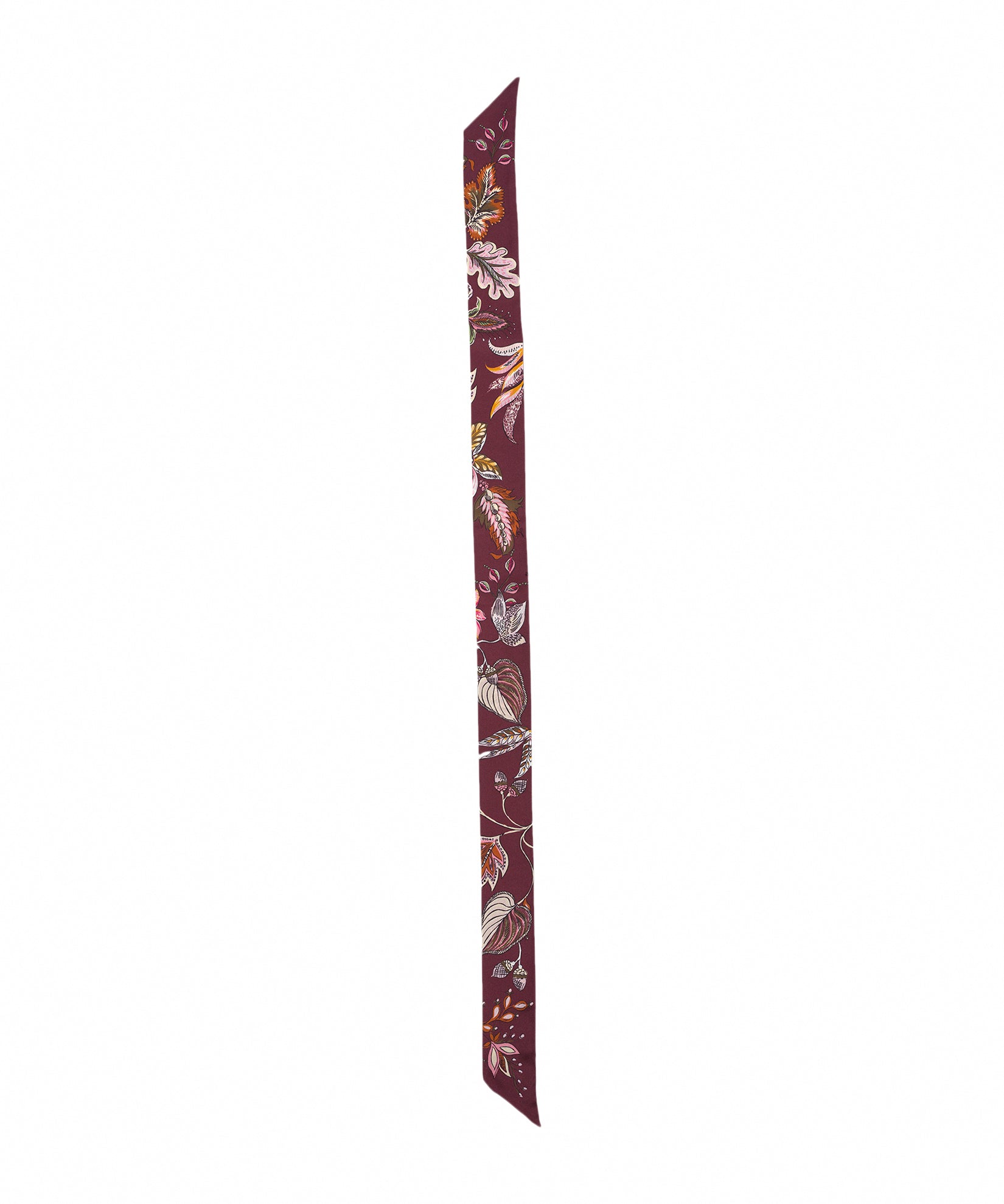 Falling Leaves Ribbon Scarf in color fig