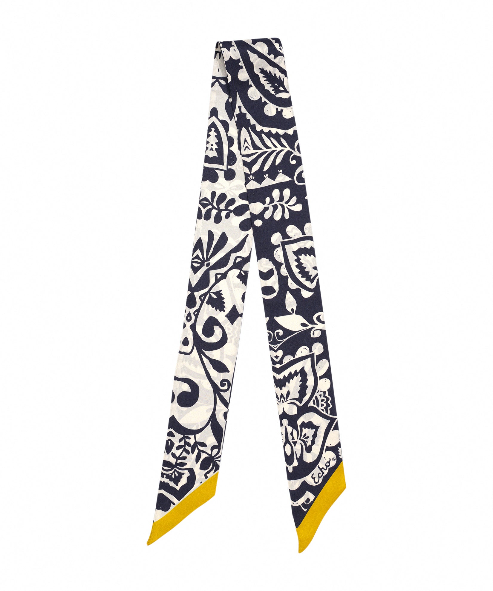 Park Paisley Silk Ribbon Scarf in color black