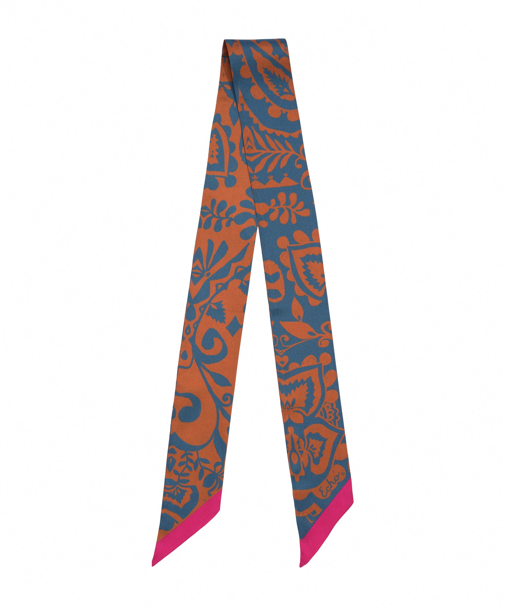 Park Paisley Silk Ribbon Scarf in color stargazer blue