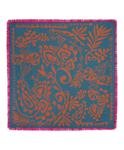 Park Paisley Oversized Silk Square Scarf in color stargazer blue