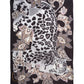 Snow Leopard Silk Wrap in color black