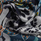 Snow Leopard Silk Wrap in color denim blue