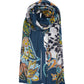 Snow Leopard Silk Wrap in color denim blue