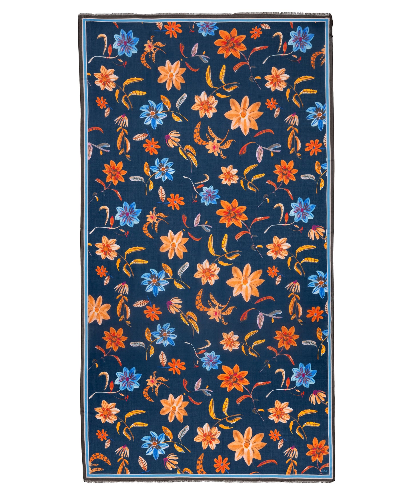 Autumn Floral Wrap in color navy