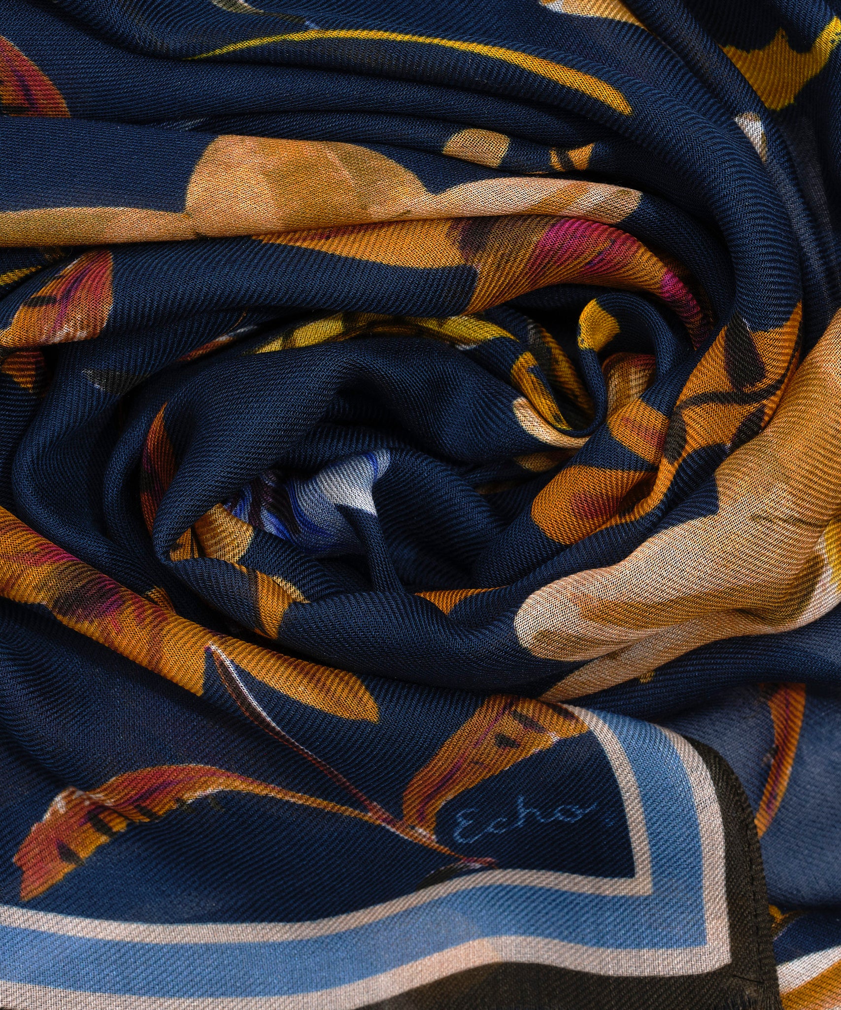 Autumn Floral Wrap in color navy