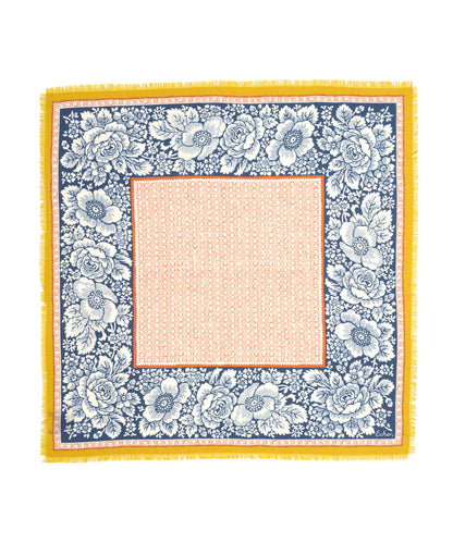 Vintage Floral Dot Wool Bandana in color navy