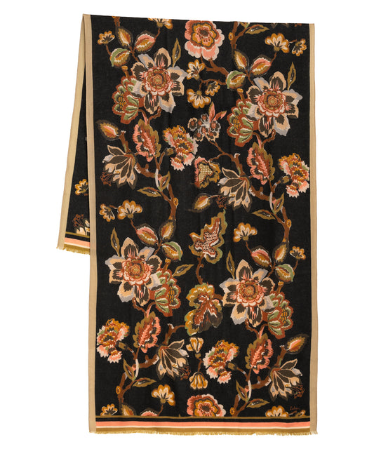 Park Floral Wrap in color black