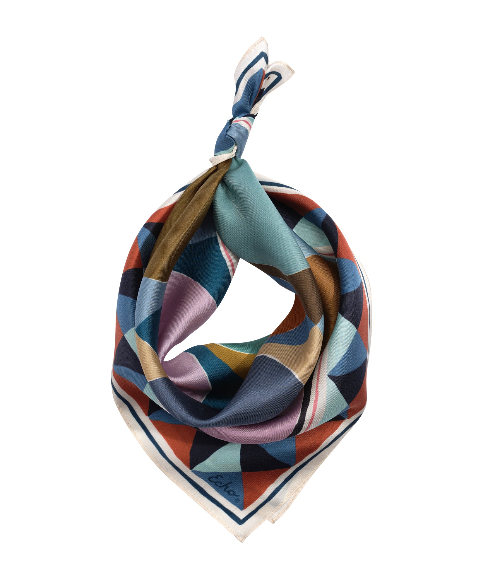 Painted Dots Silk Bandana in color denim blue