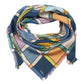 Windowpane 35" Silk Square Scarf in color denim blue