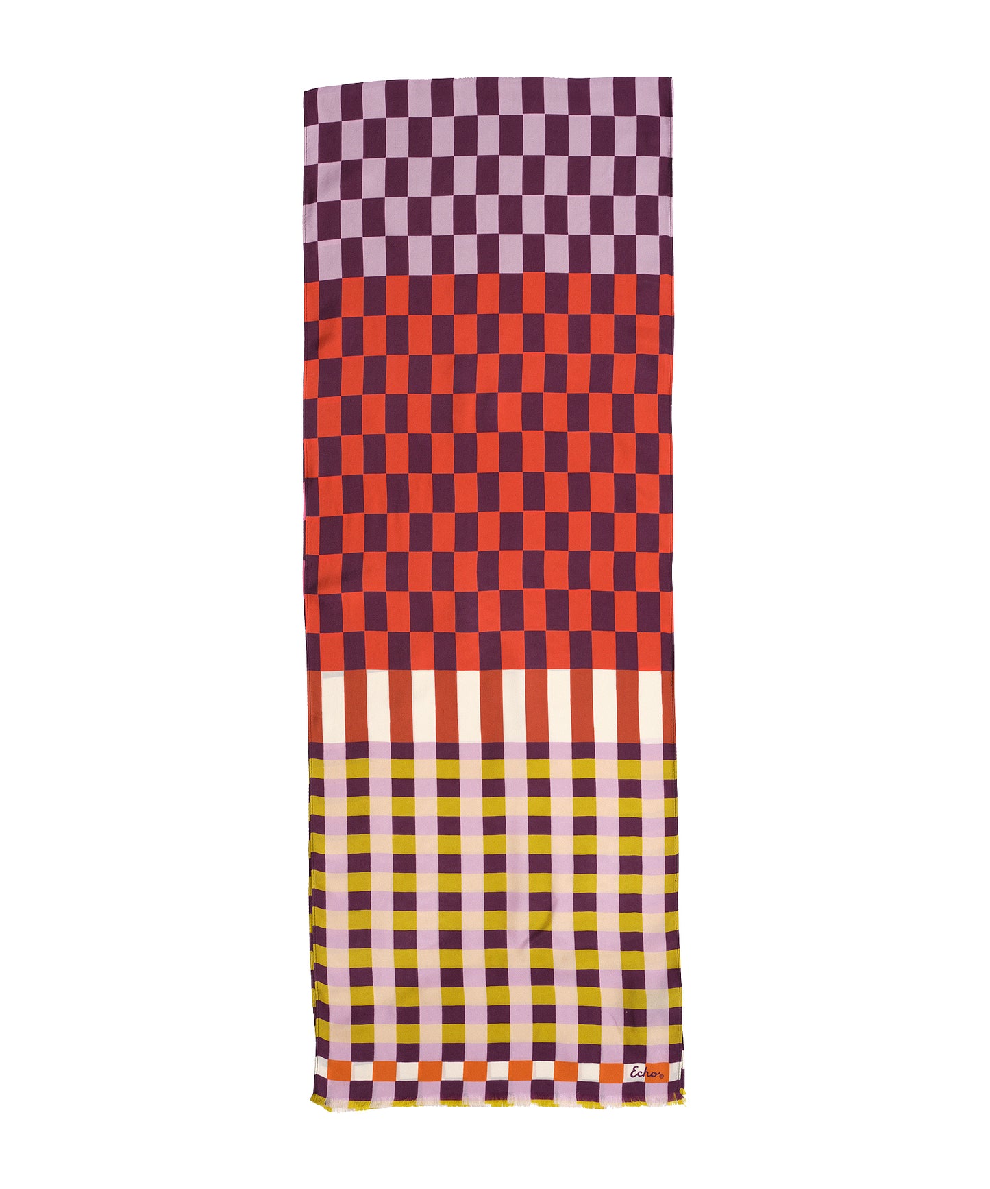 Checks Checks Silk Oblong Scarf in color fig