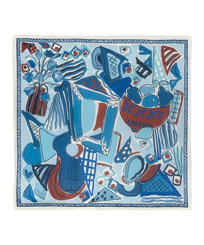 Cubists Oversized Square Scarf in color navy