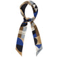 Blue and Brown Modernist Geo Silk Ribbon Scarf