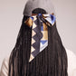 Blue and Brown Modernist Geo Silk Ribbon Scarf