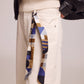 Blue and Brown Modernist Geo Silk Ribbon Scarf