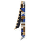 Blue and Brown Modernist Geo Silk Ribbon Scarf