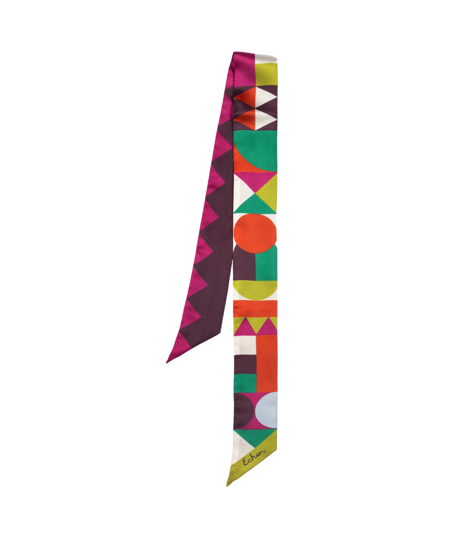 Multi Modernist Geo Silk Ribbon Scarf