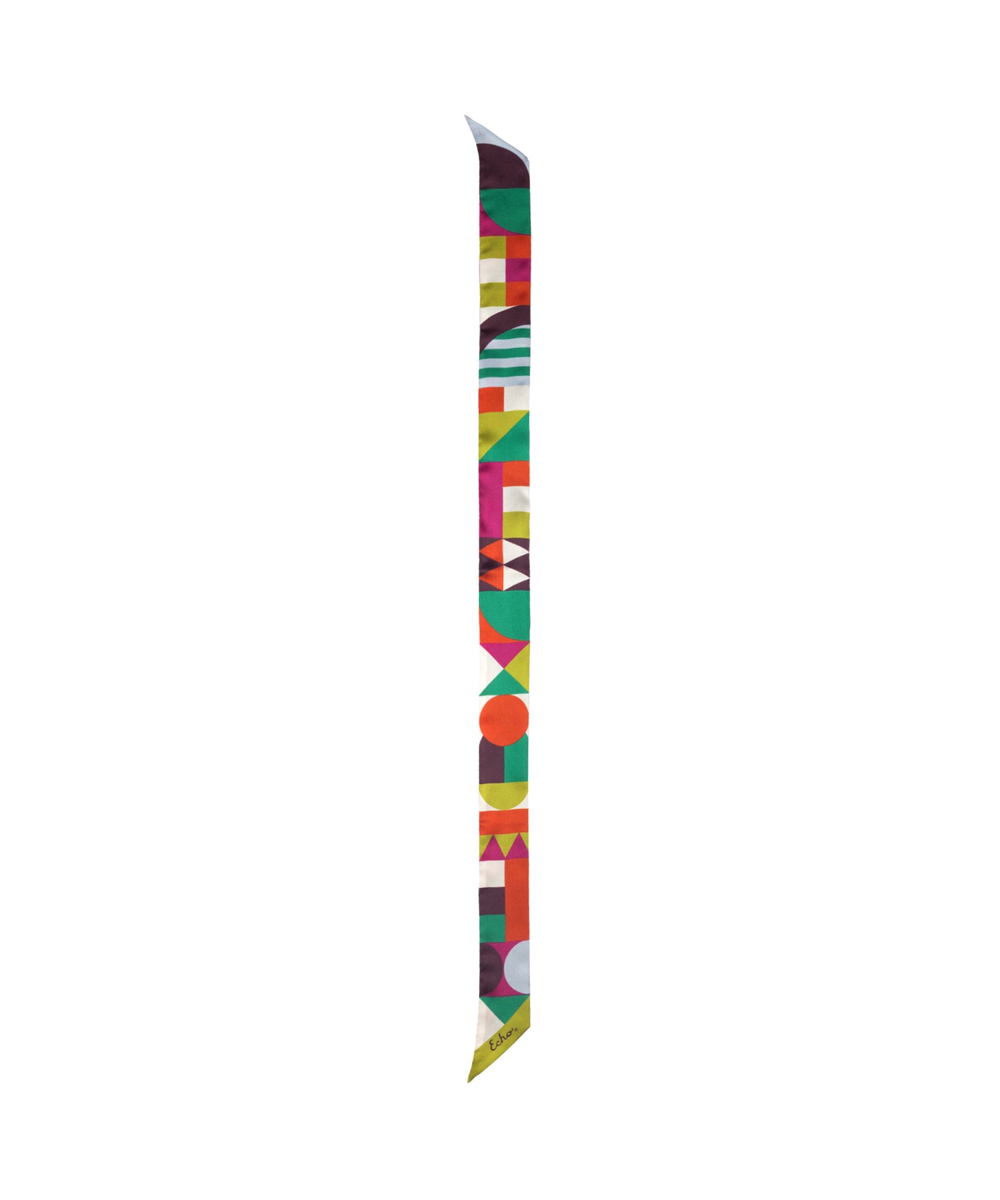 Multi Modernist Geo Silk Ribbon Scarf