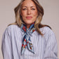 Cottage Bouquet Silk Scarf in Denim Blue