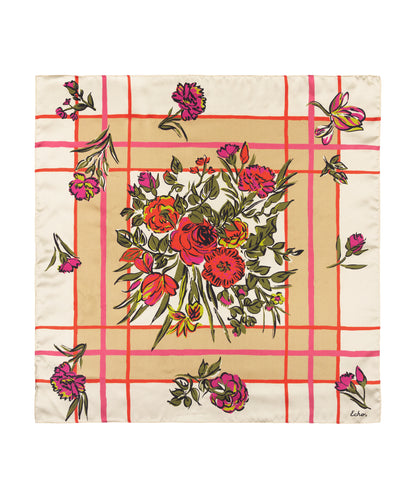 Cottage Bouquet Silk Scarf in Orange Spice