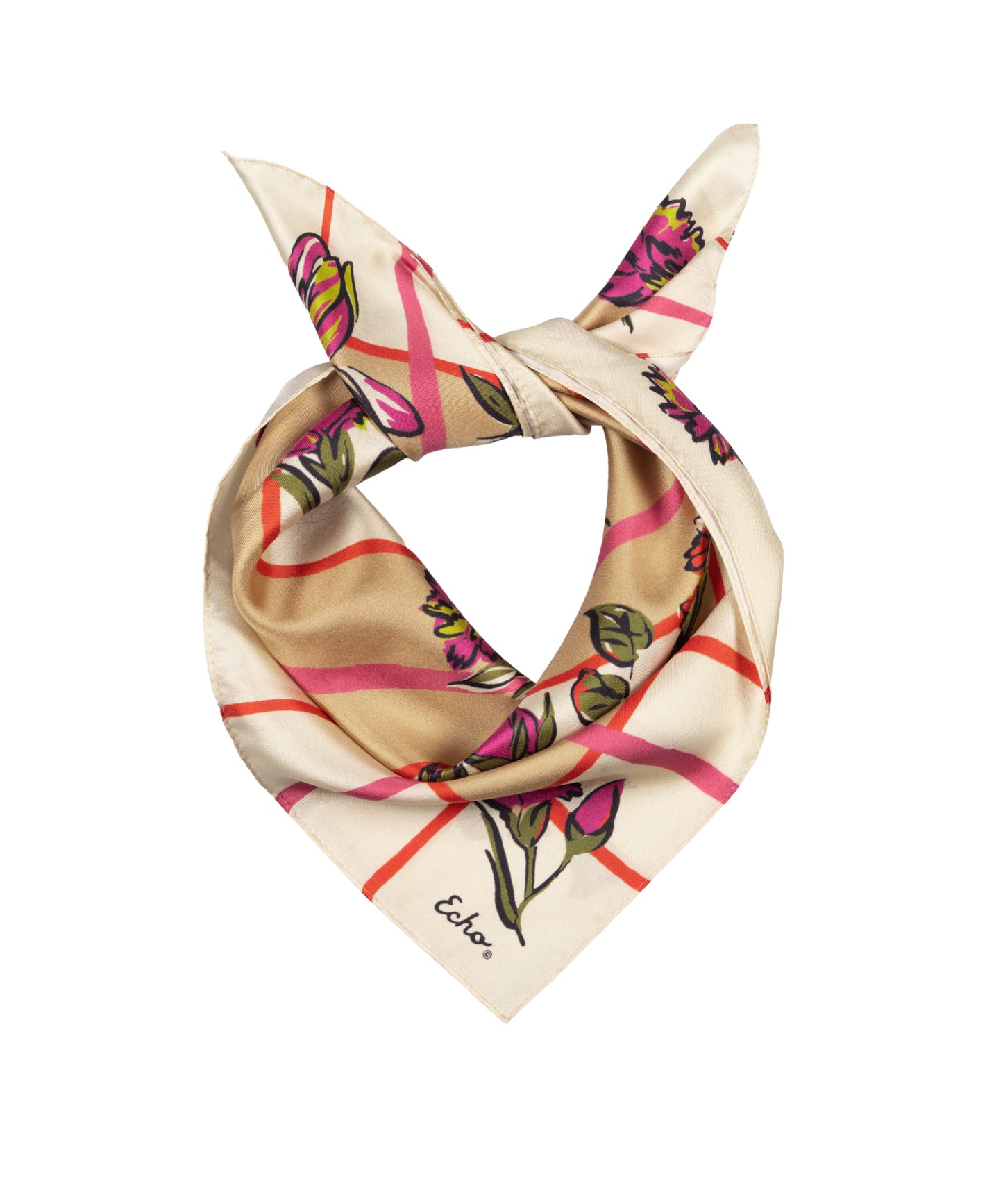 Cottage Bouquet Silk Scarf in Orange Spice