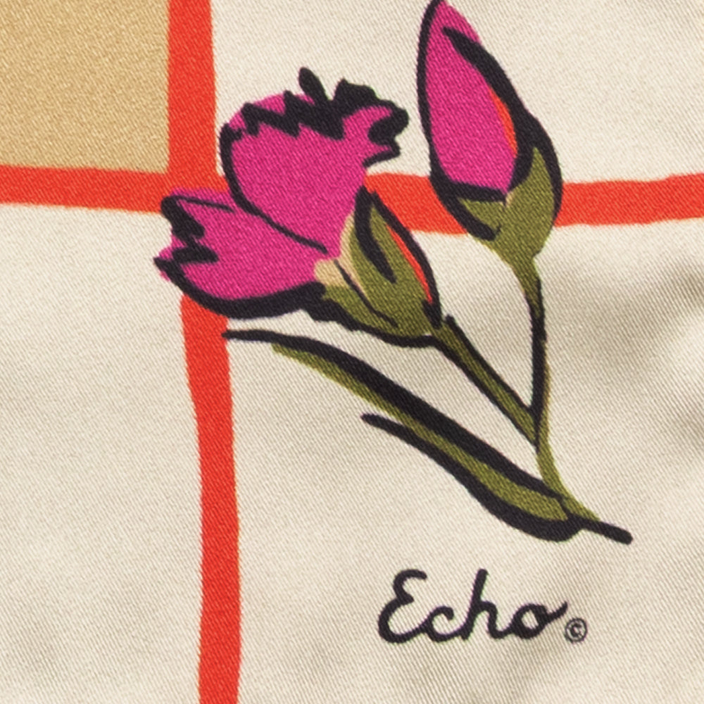 Cottage Bouquet Silk Scarf in Orange Spice