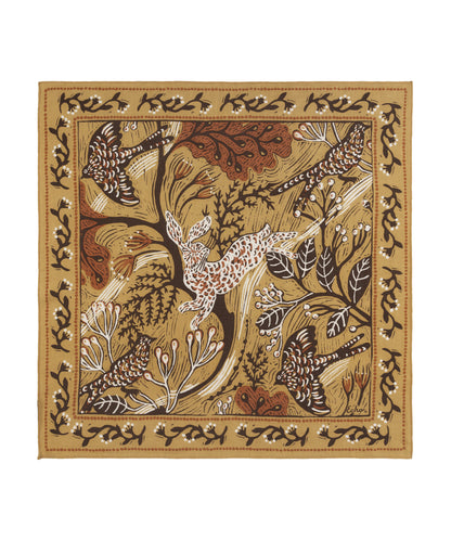 Nature Walk illustrated scarf in brown