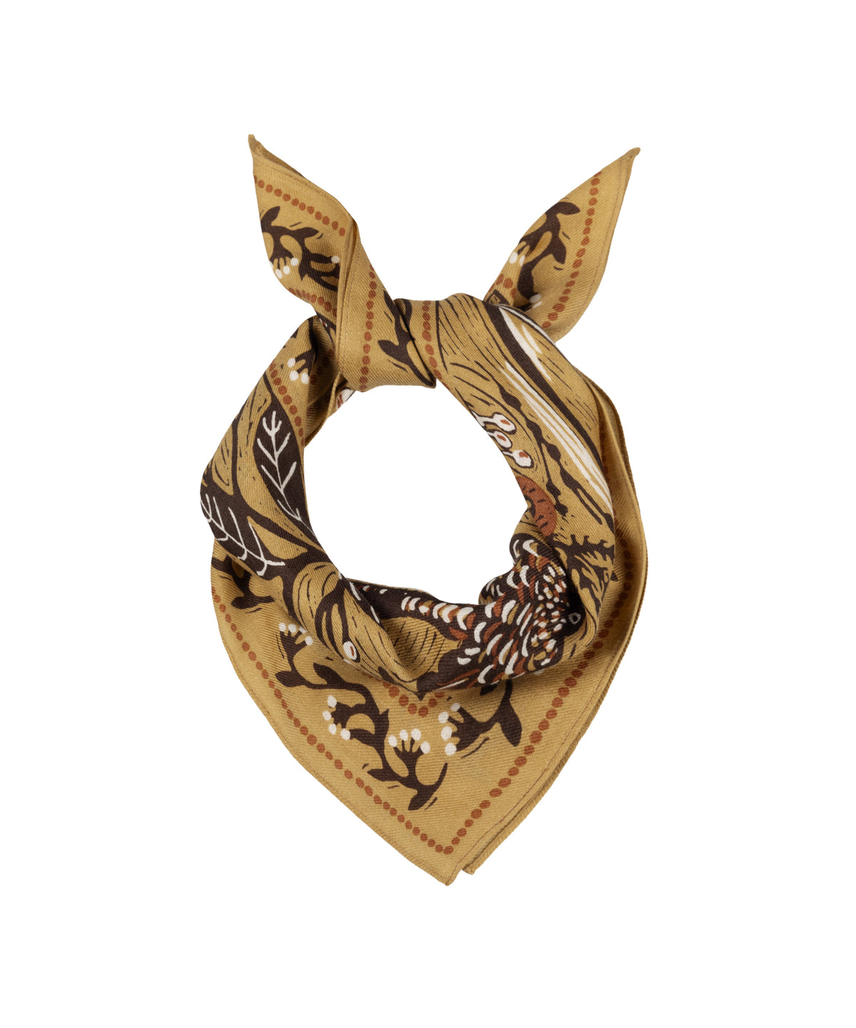 Nature Walk illustrated scarf in brown