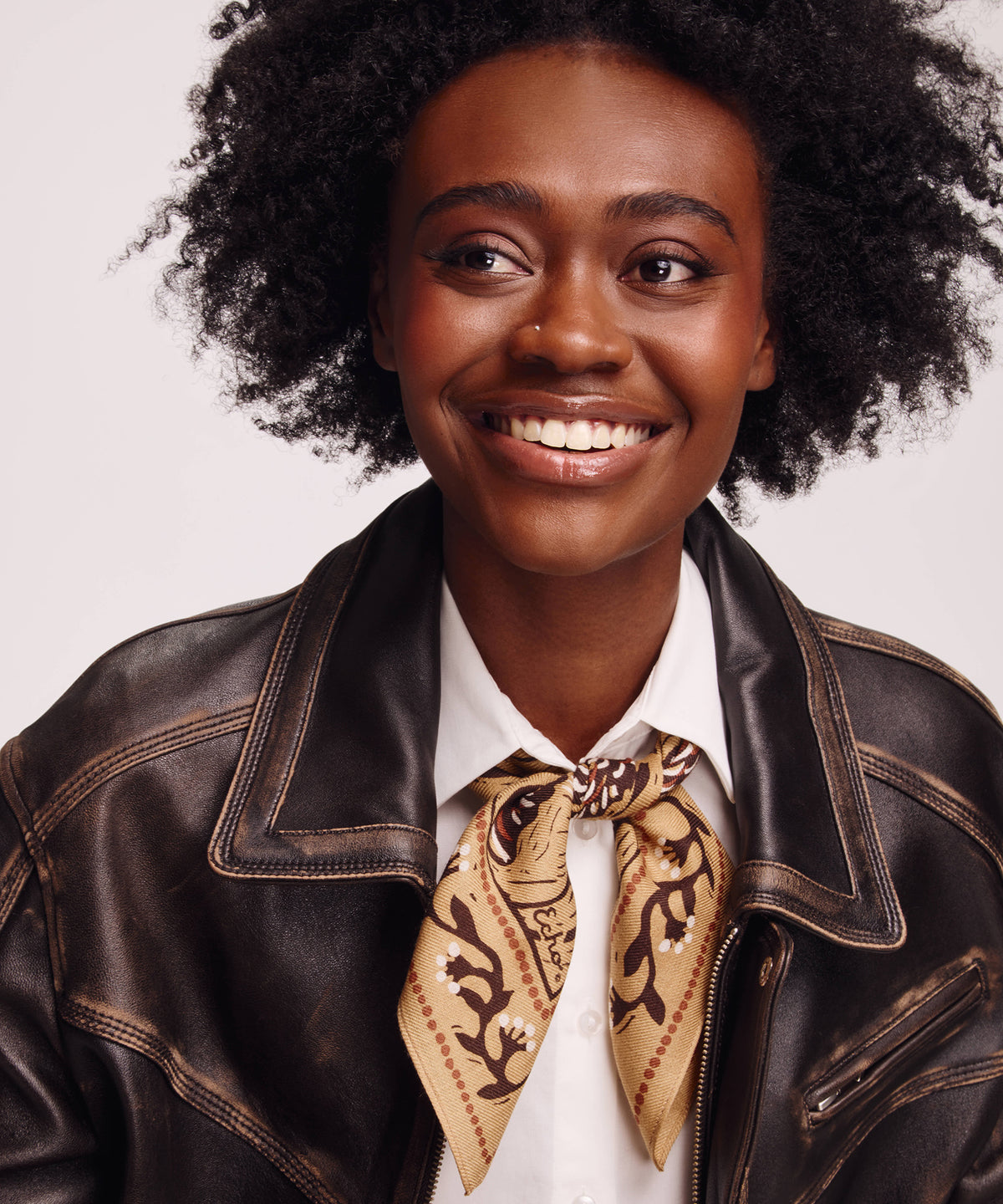 Nature Walk illustrated scarf in brown