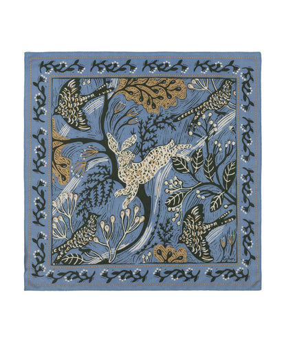 Nature Walk illustrated scarf in blue