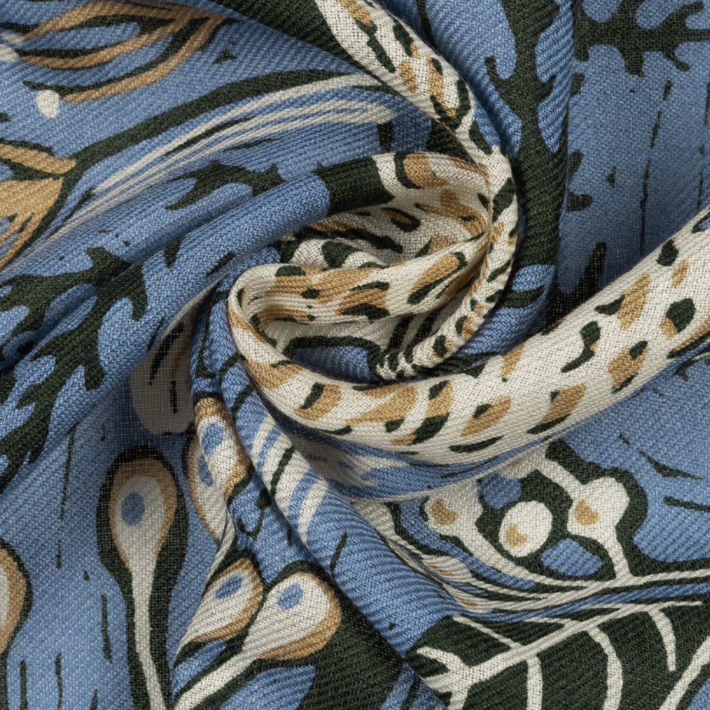 Nature Walk illustrated scarf in blue