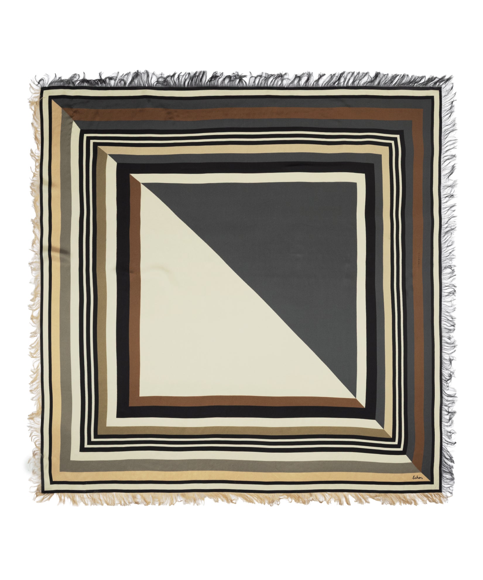 Oversized Half and Half Silk Square in Charcoal