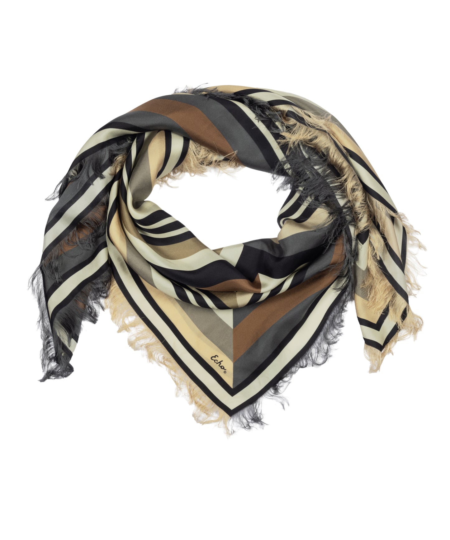 Oversized Half and Half Silk Square in Charcoal