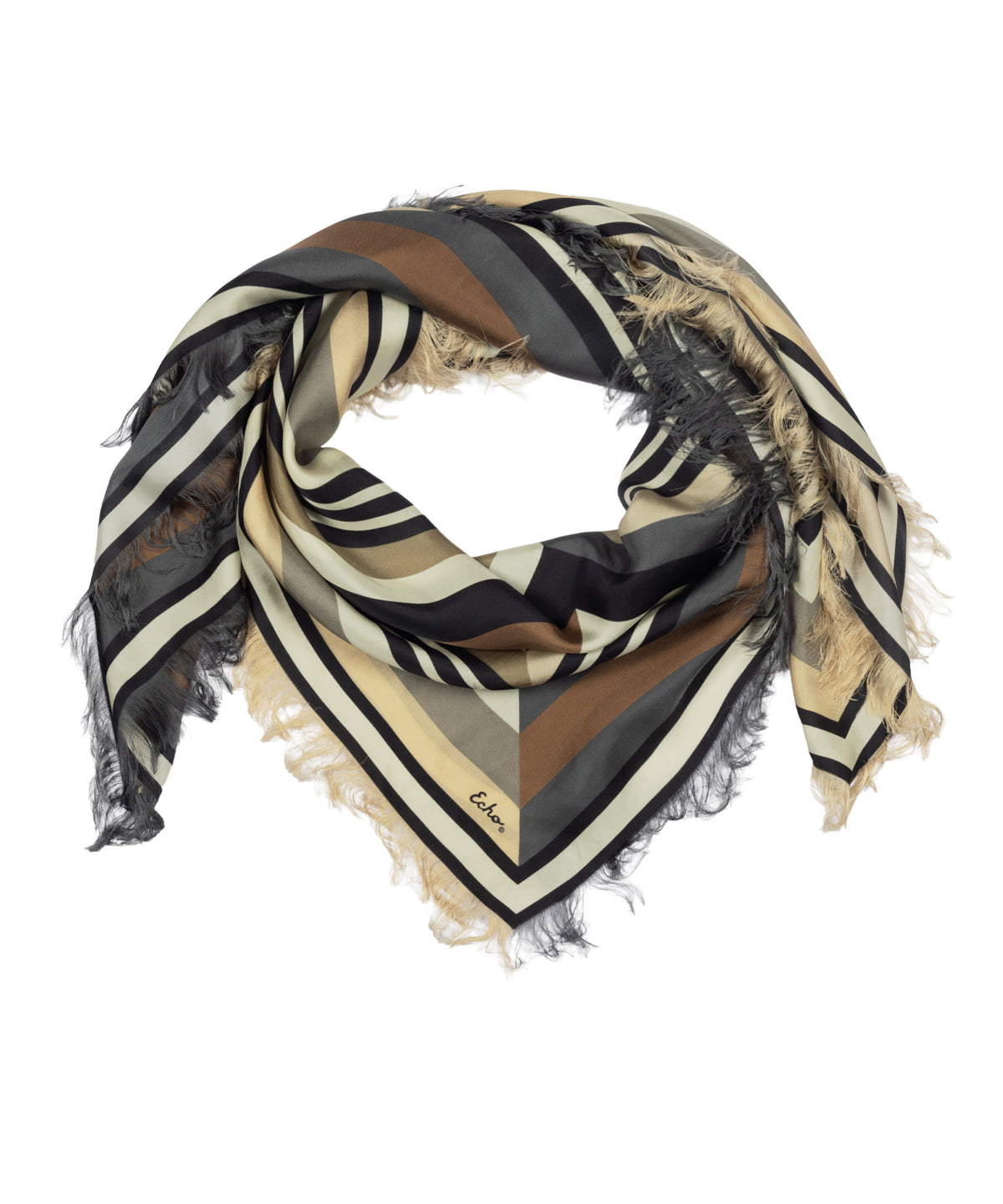 Oversized Half and Half Silk Square in Charcoal