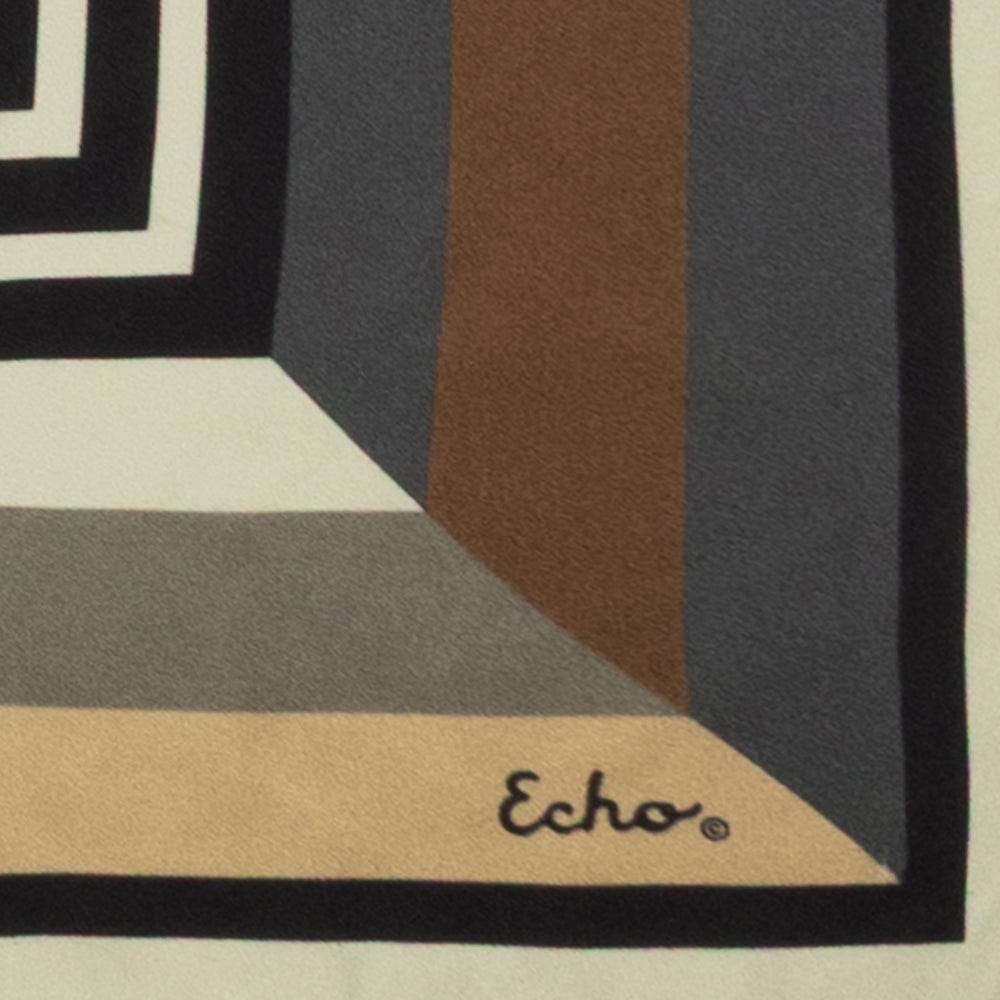 Oversized Half and Half Silk Square in Charcoal