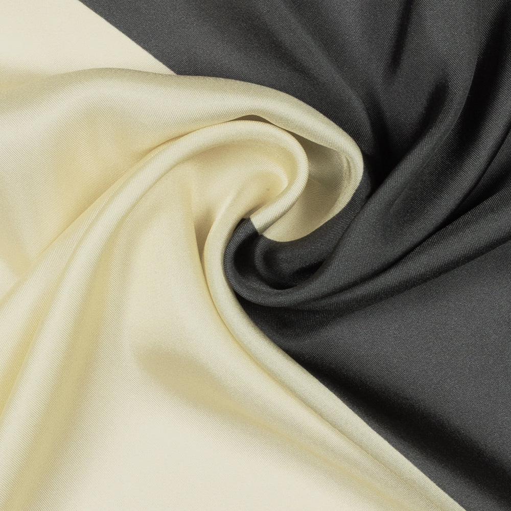 Oversized Half and Half Silk Square in Charcoal