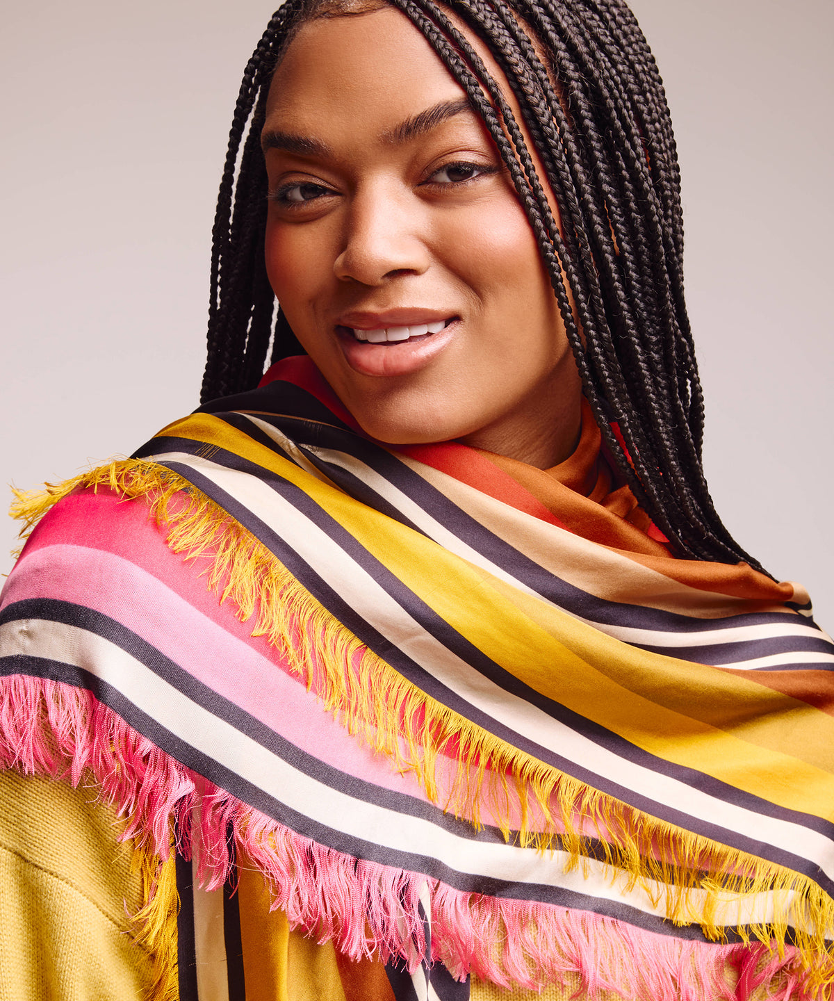 Oversized Half and Half Silk Square in Multi